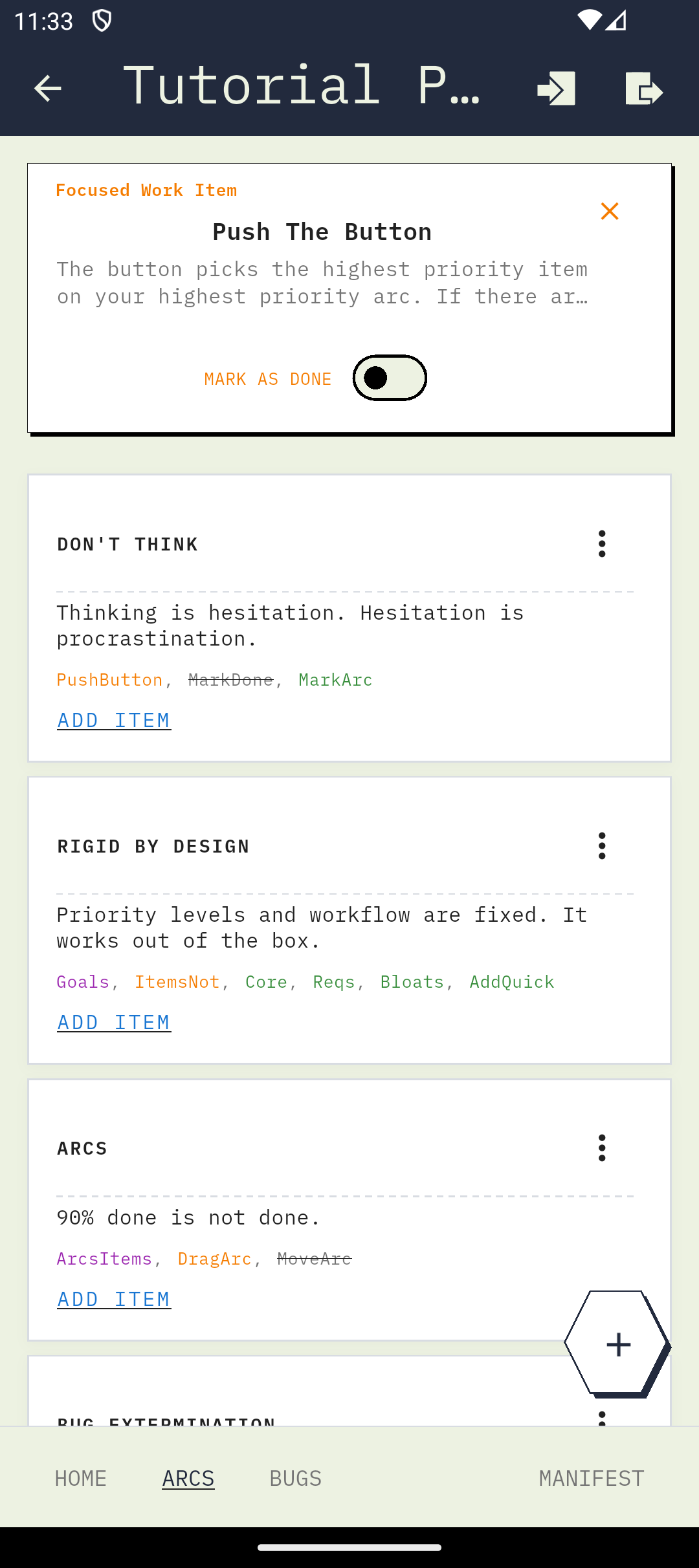 Screenshot showing Mandate directing the next task